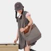 Canvas Tote Bag with Leather Trim and Adjustable Shoulder Strap Stylish Women's Handbag for Daily Use and Work