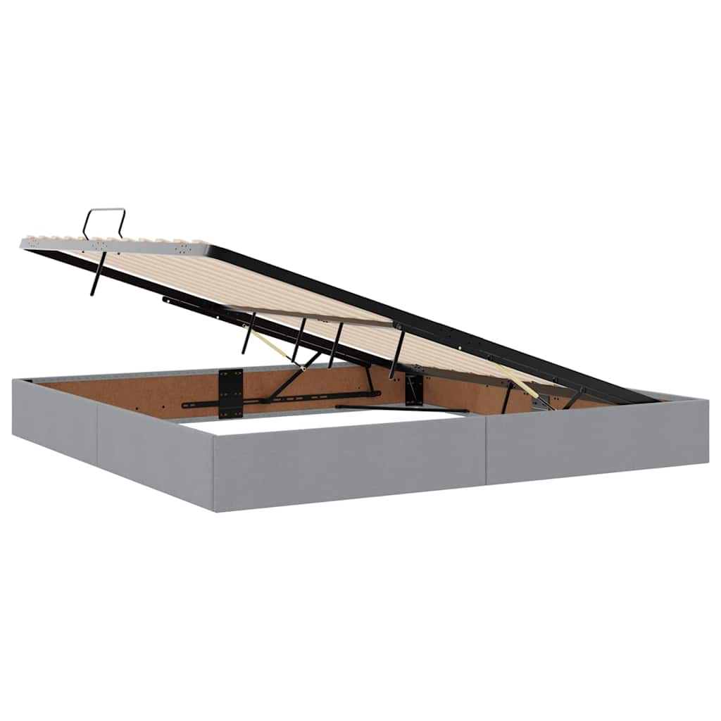 Storage Bed with Mattress Light Grey 200 x 200 cm Polyester