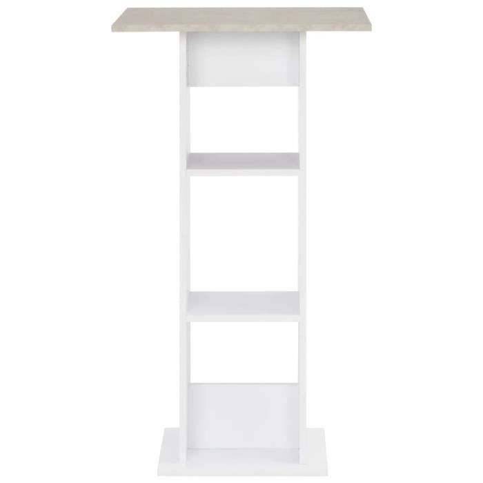 VidaXL Table de bar Blanc et béton 60x60x110 cm