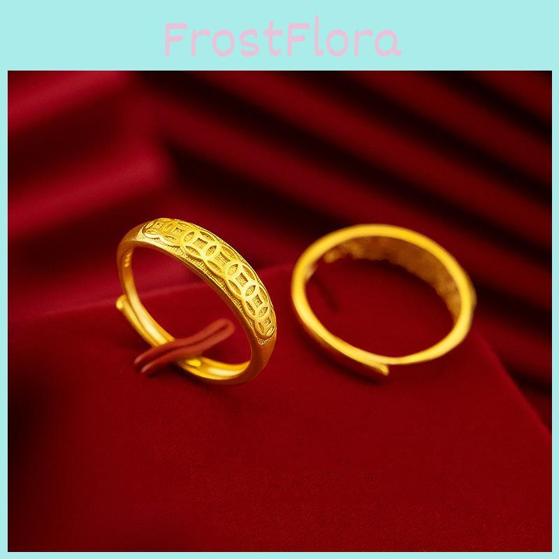 Stylish Adjustable Open Ring For Women Gold Plated Brass Coin Ring Jewelry