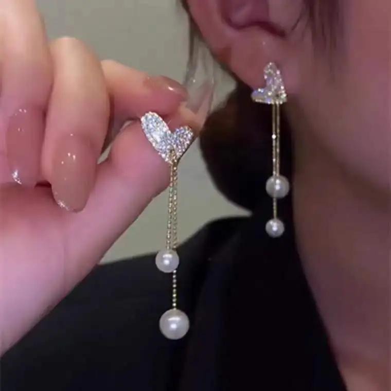 Fashion Trend Unique Design Elegant Exquisite Light Luxury Rhombus Zircon Earrings Female Jewelry Party Premium Gift