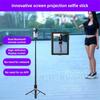1.7m New 5 in 1 Projection Rear Camera Selfie Stick with Selfie Monitor Screen Brush Bluetooth Remote Control Scrolling 7