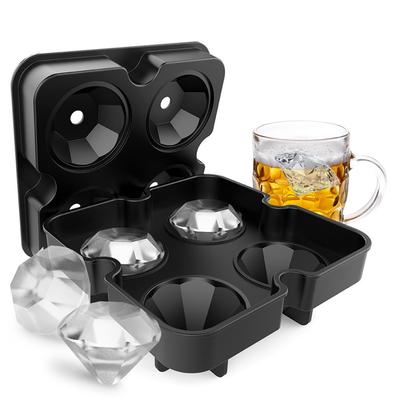 4 Schlitze DIY Diamantförmige Eiswürfelkuchen-Eisherstellungsform (Schwarz)