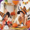 Portable Travel Friendly Charm Hand Knitted Halloween Ghost Ornament, Crochet Plush Doll with Whimsical Witch Hat Pumpkin Encouragement Card,