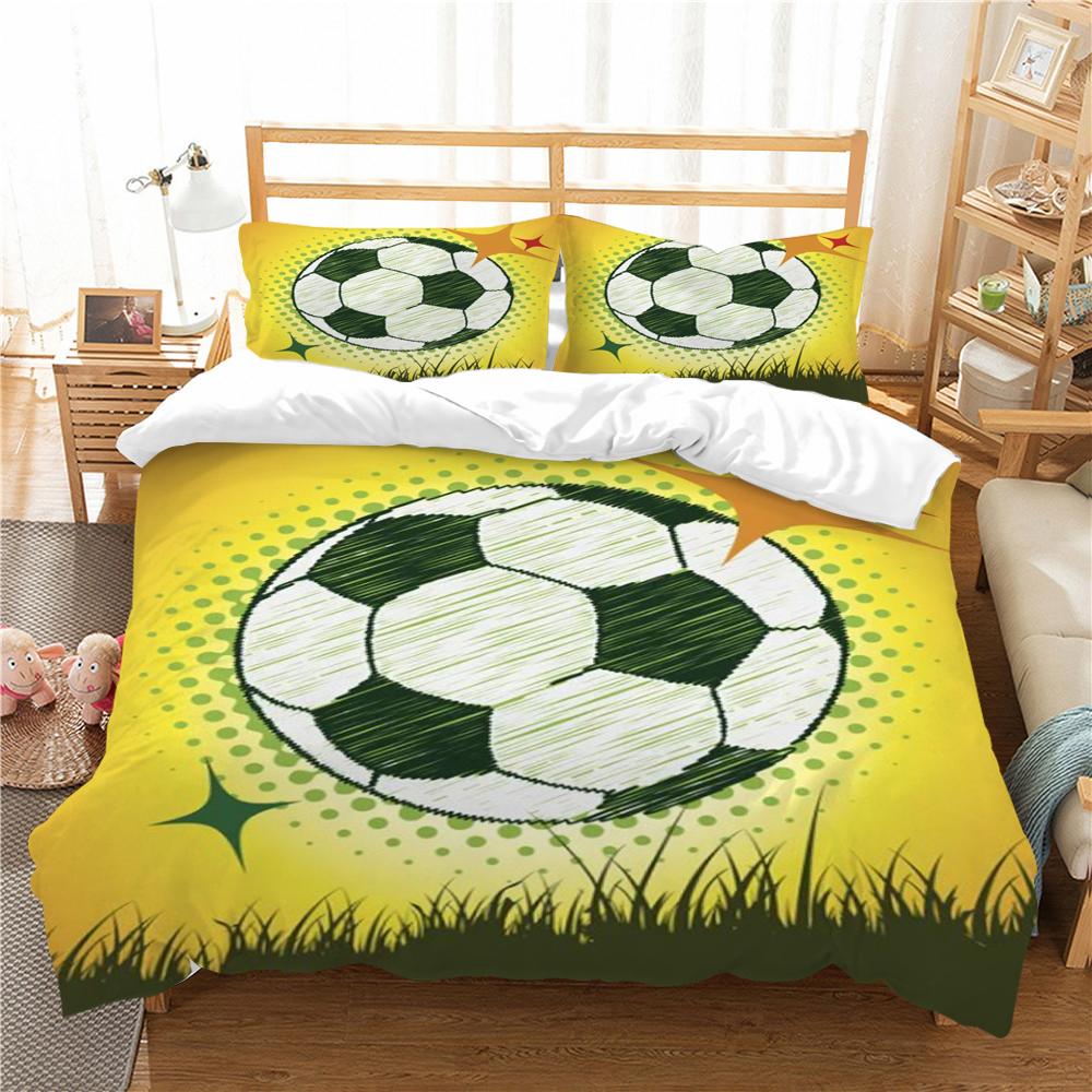 3D Fußball Druck Heißer Verkauf Bettwäsche Set Bettdecke Hause Bettwäsche Jugend Kinder Jungen Mikrofaser Quilt Abdeckung Kissenbezug