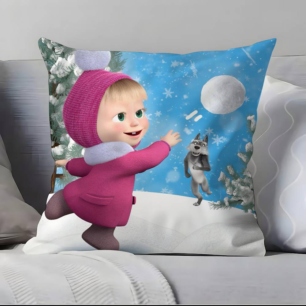Cartoon M-M-Masha And The B-Bears Pillow Case Pillowcase Soft Skin Friendly & Comfortable With A Hidden Zipper