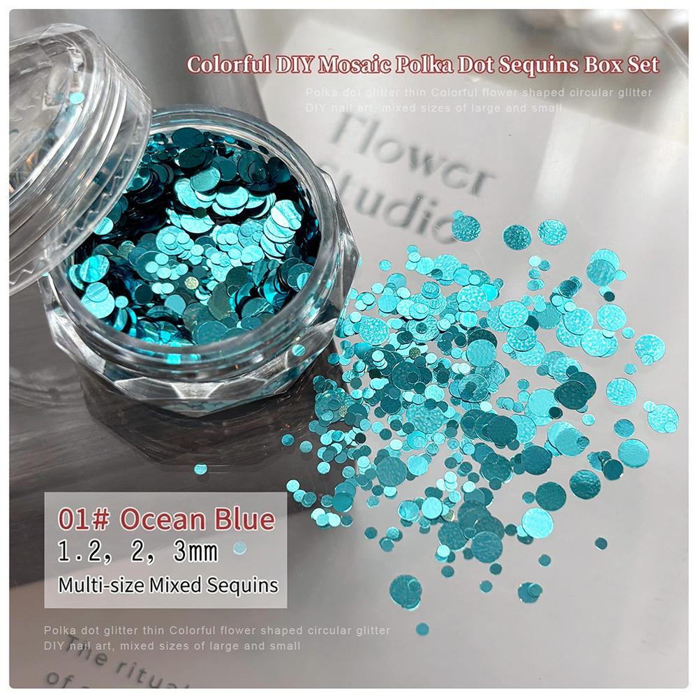 12grids 3D Colorful Round Nail Sequins Macaron Spliced Flower Polka Dot Nail Flakes Resin Dot Paillettes Nail Art Supplies Diy#8
