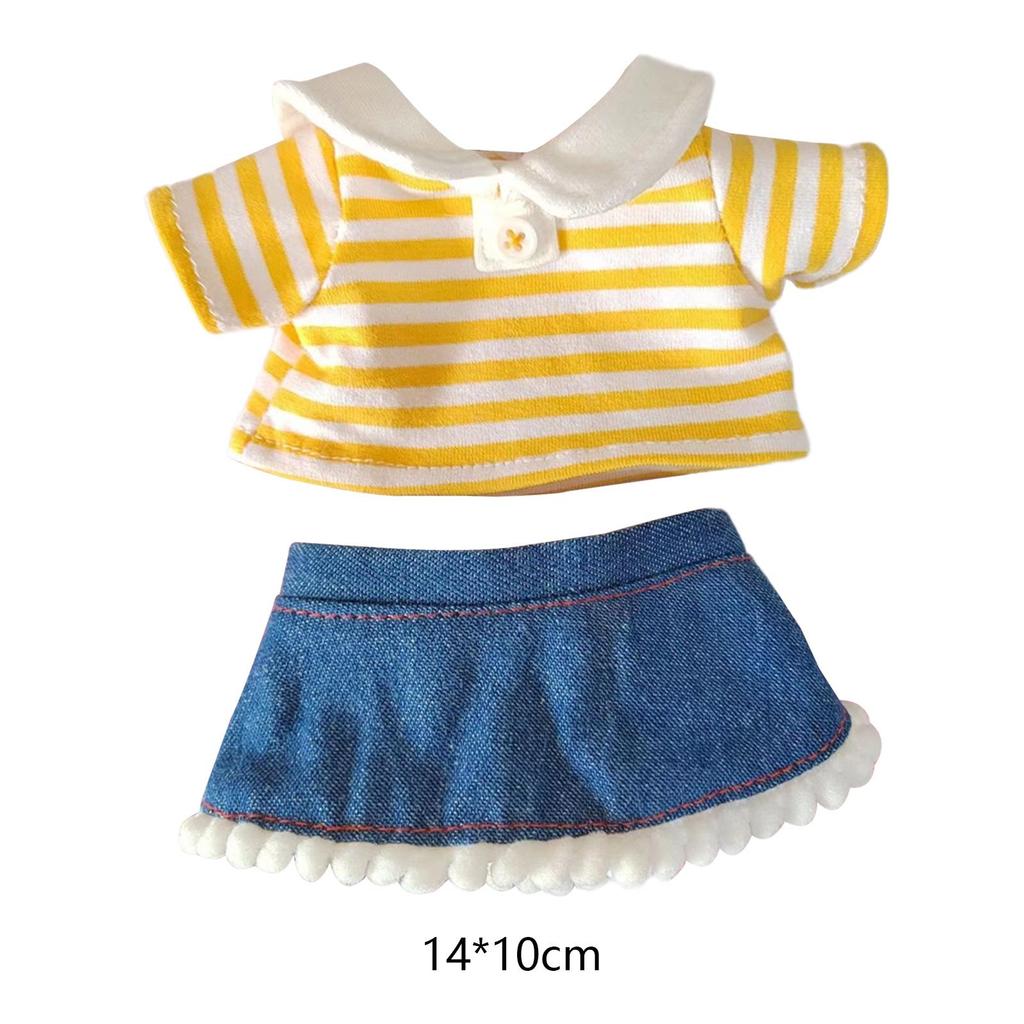 Doll T Shirt+Denim Skirt Soft Costume Outfits for 20cm Dolls Thanksgiving Gifts Birthday Gifts New Year Gifts Halloween Gifts
