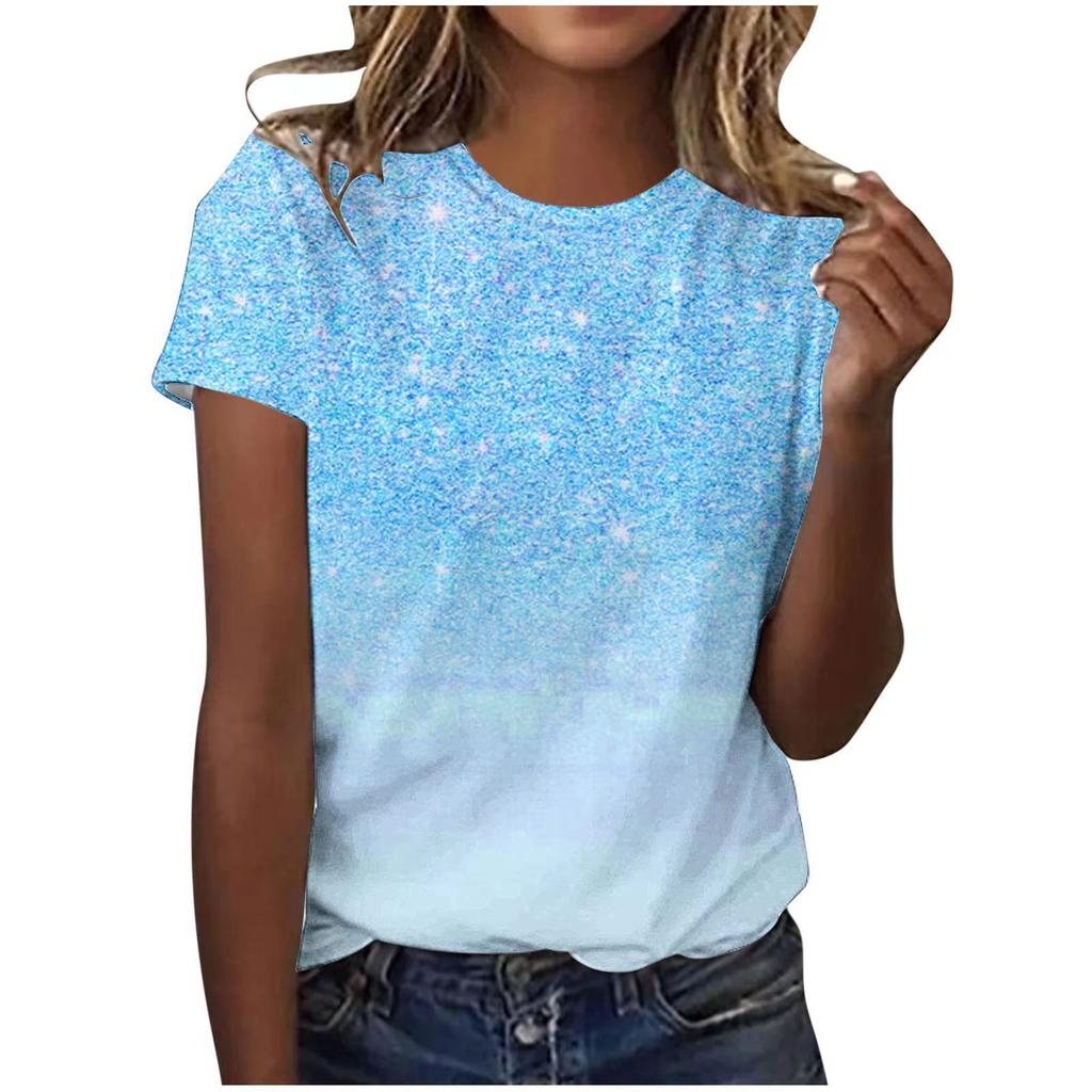 Sommer Rundhals 3D-Druck Top Modische Lässige Einfache Kurzarm Damen T-Shirts