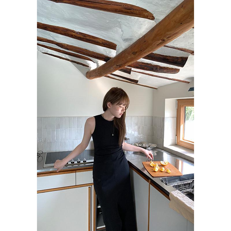 Hello Eat Simple Sleeveless Midi Dress - Spring/Summer 2026 Minimalist Style XS Petite