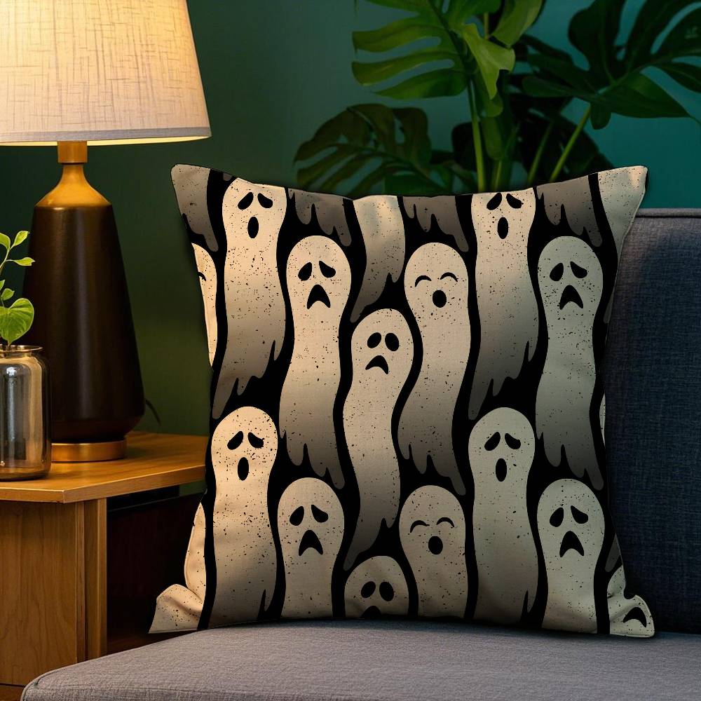 Cute Spooky Halloween Pumpkin Pillow Case Sofa Living Room Bedroom Double-sided Printing Square Cushion Nap Time Cushion Cover