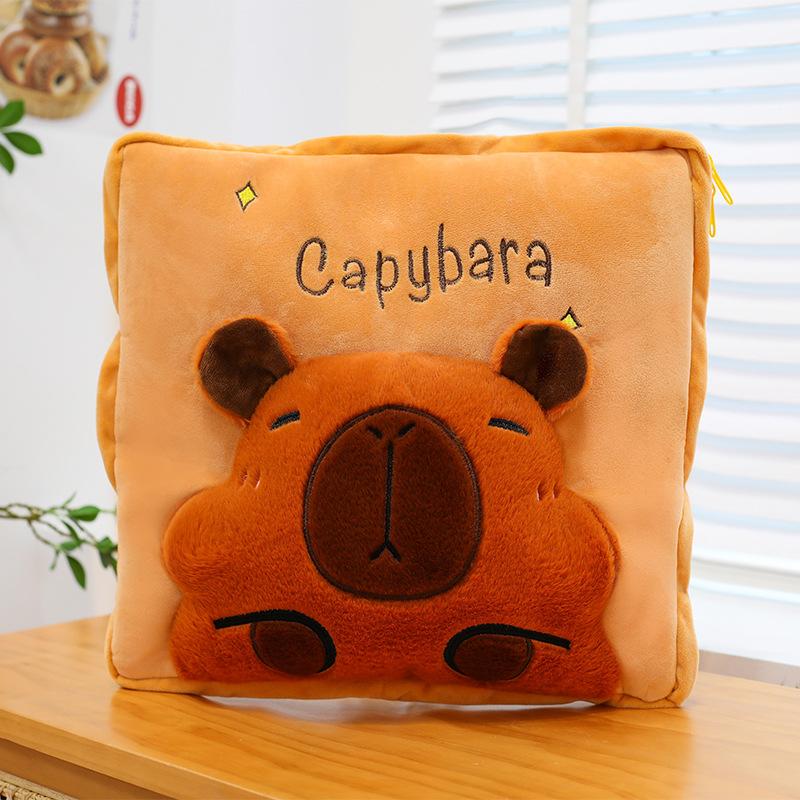 Capybara throw pillow quilt dual-purpose thickened office folding nap pillow blanket two-in-one car cushion