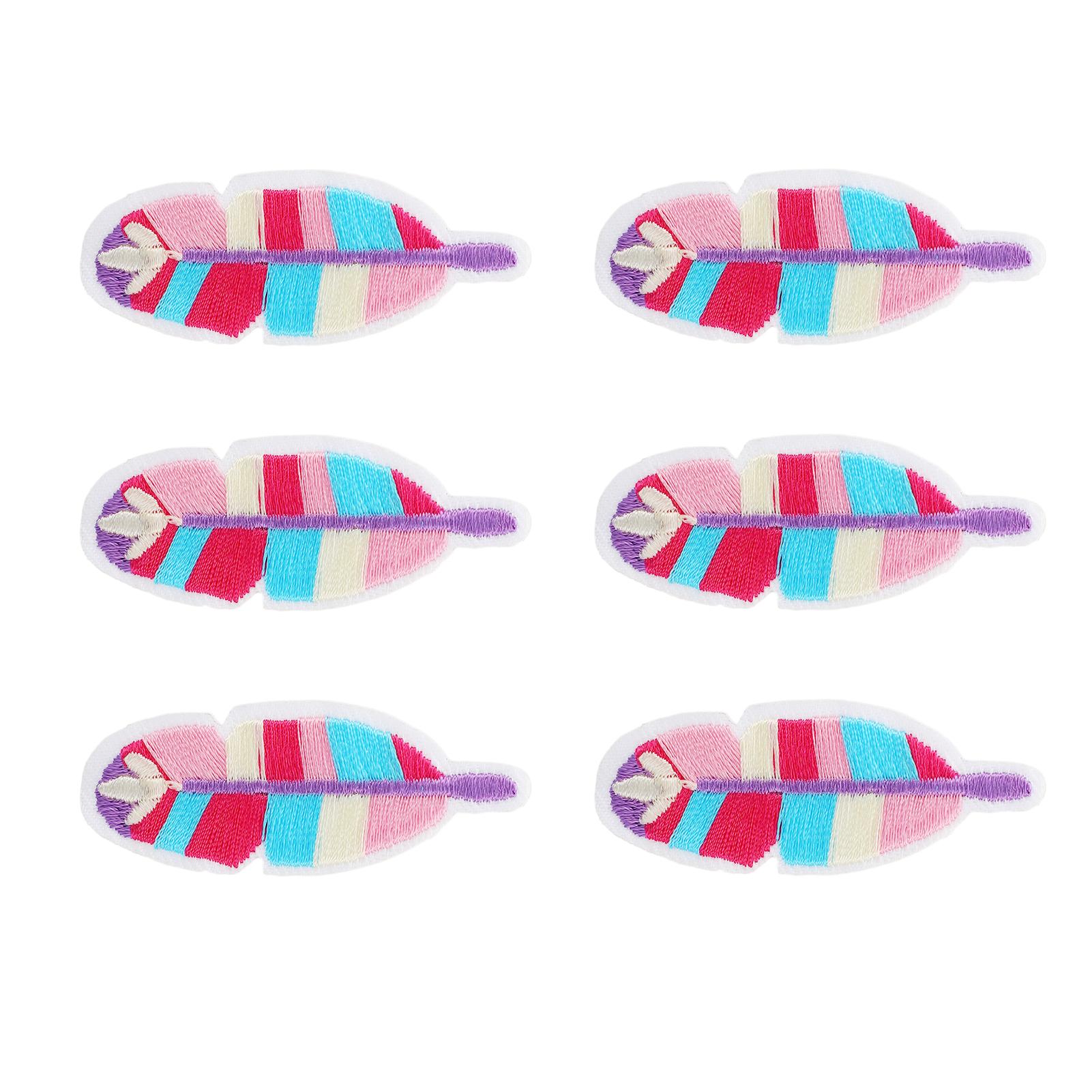 

6 шт. Красочные перьевые заплатки, маскирующие недостатки и повреждения, милые термонаклейки с перьями для футболок своими руками