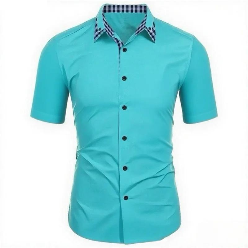 Summer Men Short Sleeve Beach Shirt Men Casual Lapel Fashion Shirt Tops