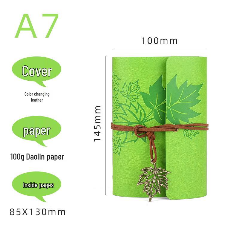 Retro Ribbon Tie Tri-fold Loose-leaf Notebook - Student Travel Notepad & Stamp Book