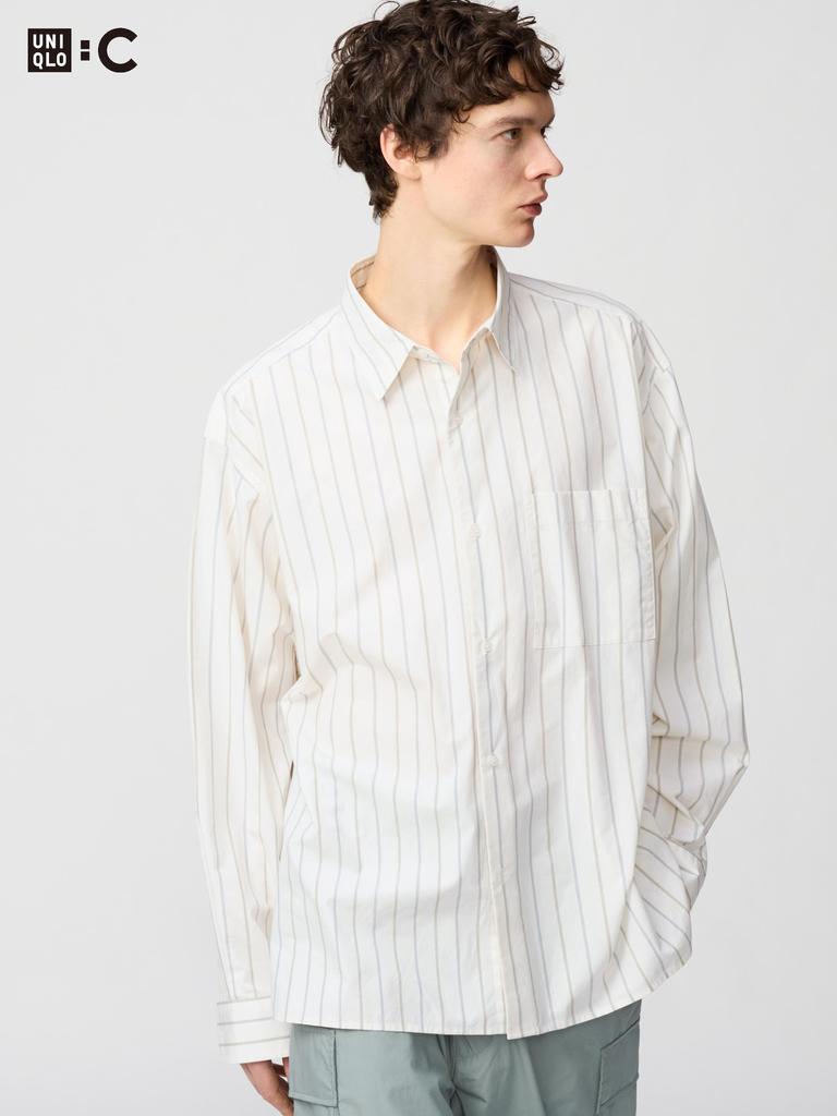 Uniqlo BroAdcloth Oversized Shirt  Long Sleeve  Stripe A