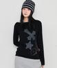 OURSAYSOUR Cross Flower Stud Long Sleeve Black