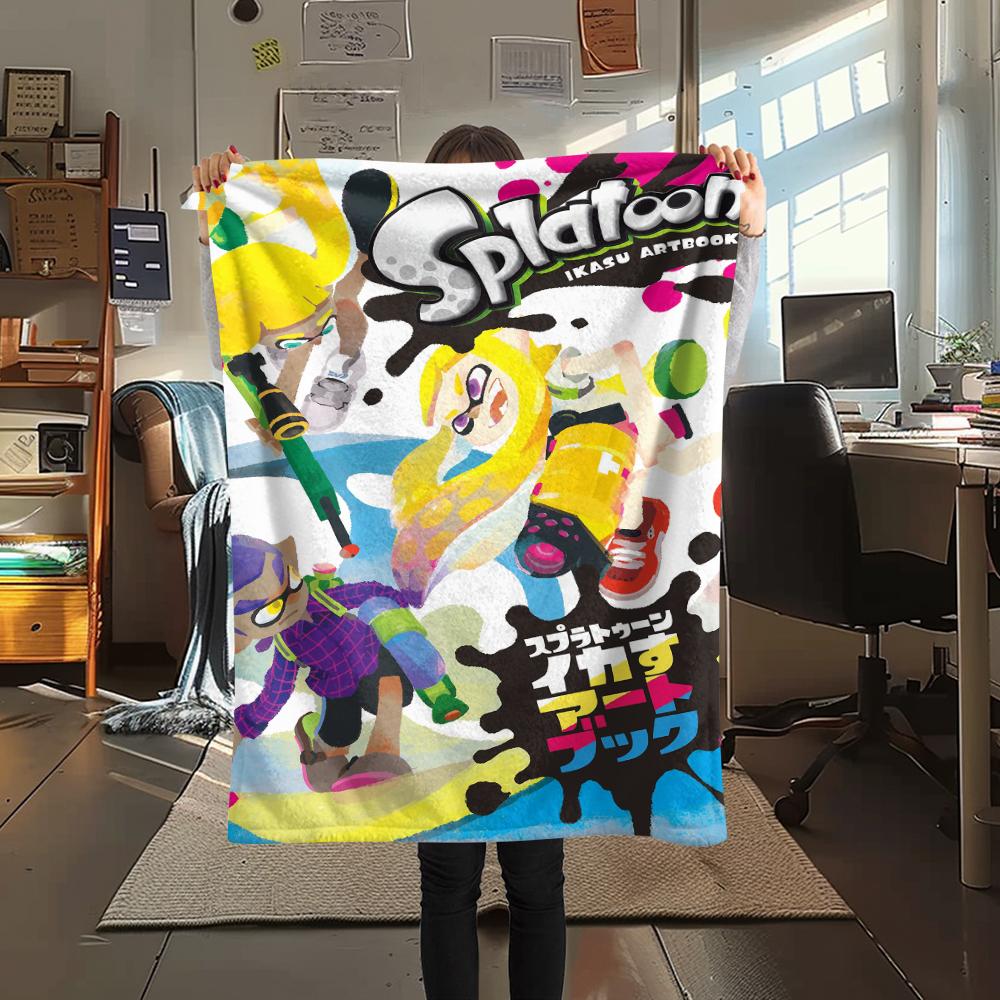 1PC Splatoon game Print Flannel Blanket, High quality Comfortable for All Seasons, Home Decor, Warmth and Comfort, Perfect for Christmas Gifts175