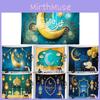 Vibrant Eid Mubarak Tapestry Moon Star Wall Hanging Decor For Ramadan Celebrations