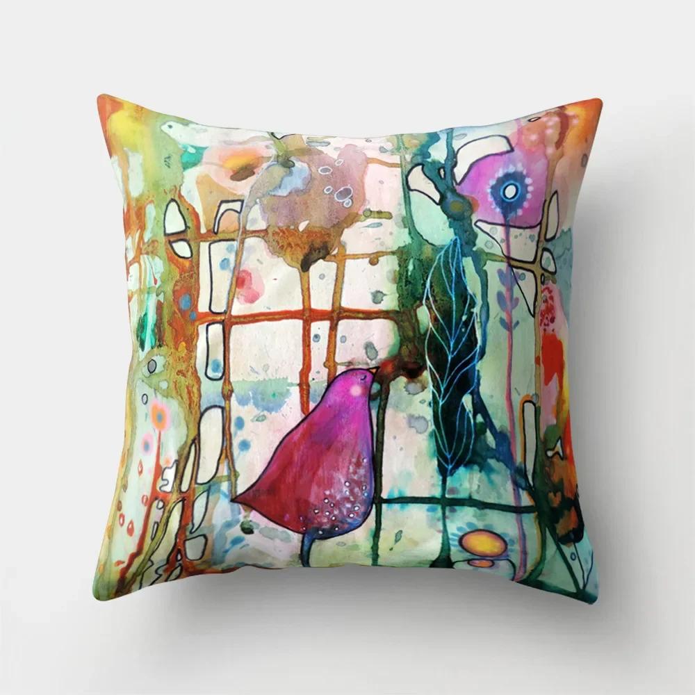 Mode Kissenbezug Cartoon Funda Cojin Sonnenaufgang Überwurfkissen für Schlafzimmer Regenbogen Kissenbezug Housse De Coussin Hogar