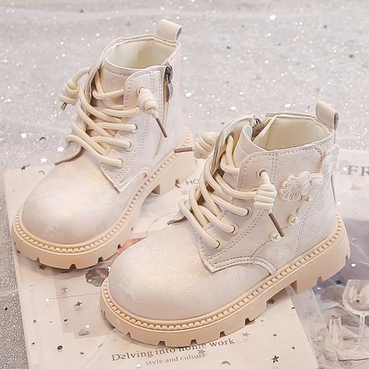 Girls Princess Short Boots Children's Fashion Martin Boots 2025 Autumn New Girls Foreign Style Single Boots Medium and Older Children's Leather Boots