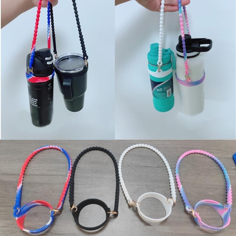 Water Bottle Handle Strap, Silicone Water Bottle Sling Lanyard Attachment Bright Colorful Soft Bottle Handle Grip Holder
