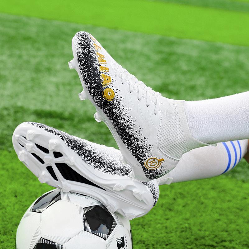 High-top foreign trade football shoes men's sports football shoes broken nails spikes student non-slip football game training shoes