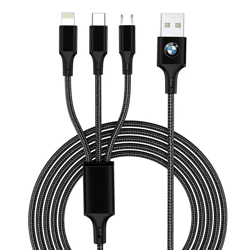 Emblémový kabel tři v jednom do auta Superrychlé nabíjení Datový kabel Pro BMW X6 X1 X2 X3 X4 X5 X7 E46 E39 E90 E36 E60 E34 E30 F30 E71