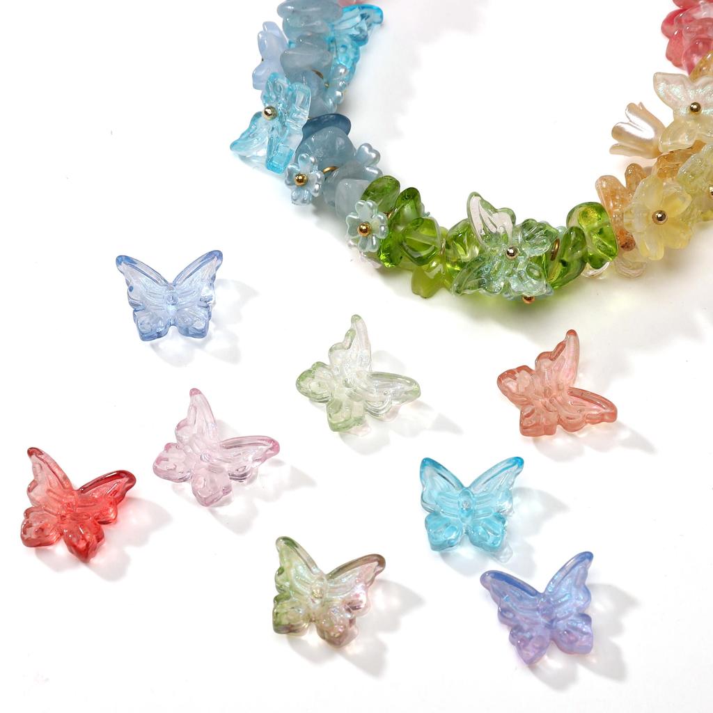10 ks Skleněné motýlkové korálky s ocáskem Volné distanční korálky pro výrobu šperků DIY Náramek Náhrdelník