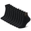 [MOSOTECH] Men's Socks 10-Pair Set, Ankle Sport Socks, Moisture-Wicking, Combed Cotton, Business/Casual, Hiking/Running, 25-27cm, Black