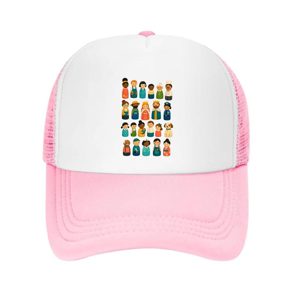 Playful Community Character People C Mesh Baseball Cap Casual Hat Outdoor For Womens Unisex FeUnisex