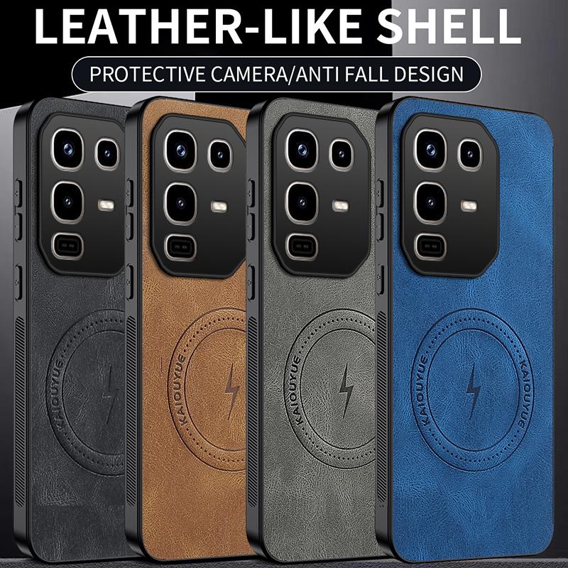 Magnetic Case For Infinix Note 50 Pro Plus Note50 4G 5G MagSafe Napa-textured PU Silicone Leather Back Cover Shockproof Bumper