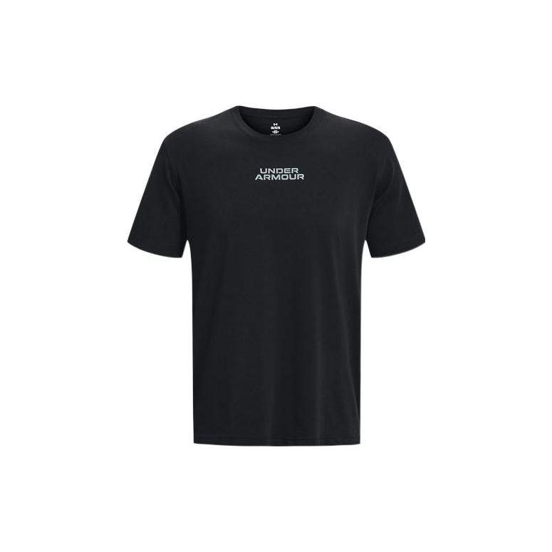 Under Armour Outline Letter Print Crew Neck Short Sleeve T-Shirt Men Black 1379109-001