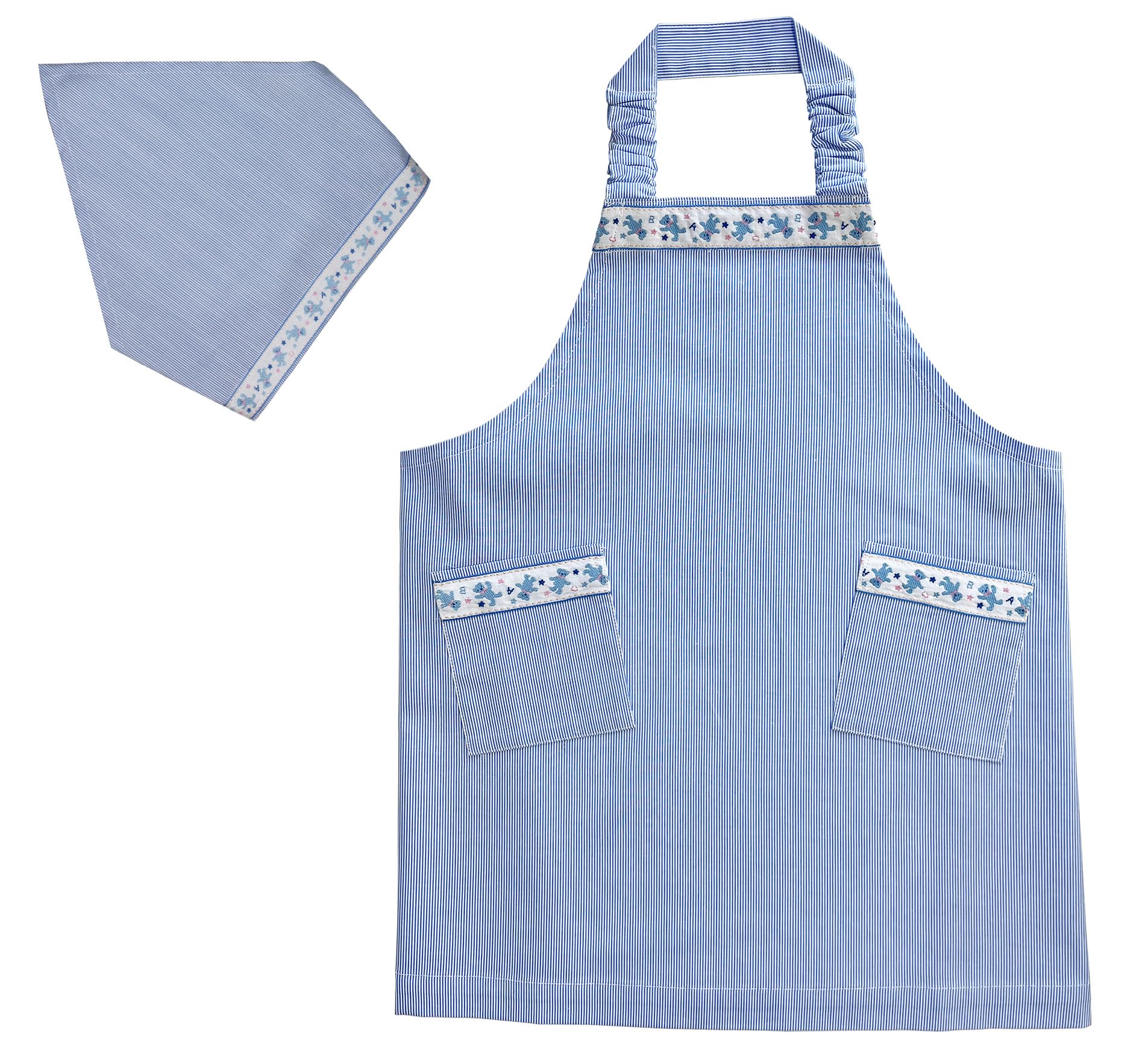 

New ABC Bear Apron and Bandana Set for heights [Smileish] Children s (L) 135-150cm светло-синий