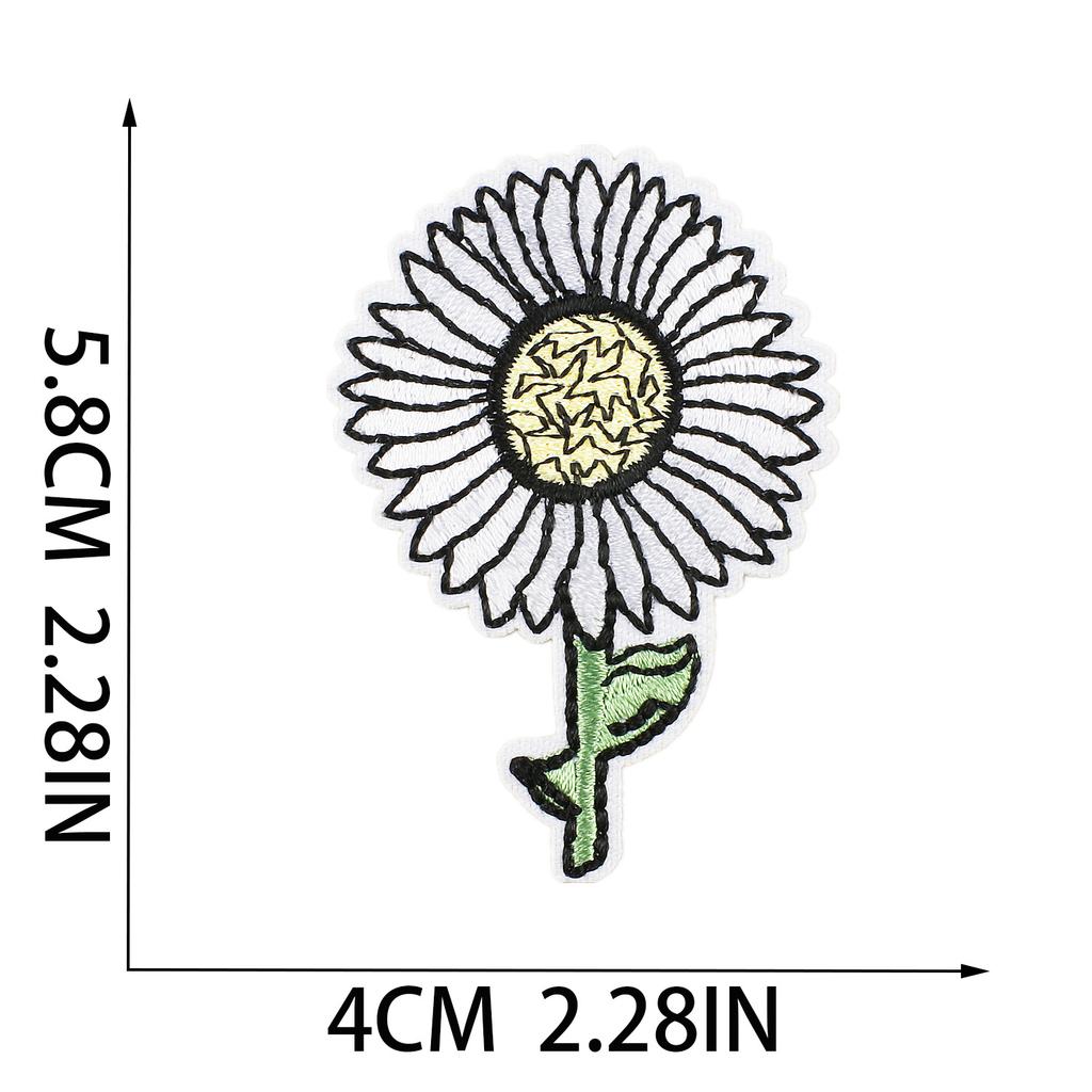 New Flower Embroidery Cloth Sticker Set, Clothes Decoration Patch Sticker, Cartoon Chrysanthemum Heat Transfer Embroidery Sticker