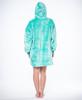 Bluza koc kocobluza 2w1 oversize xxl z kapturem gruba sherpa turkusowa