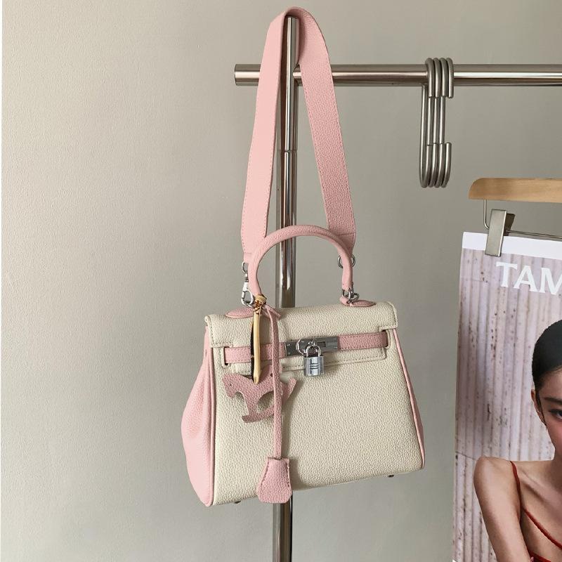 

2025 новый контрастный цвет узор личи портативная сумка через плечо подмышкой сумка-мессенджер простая универсальная сумка сращивание женская сумка