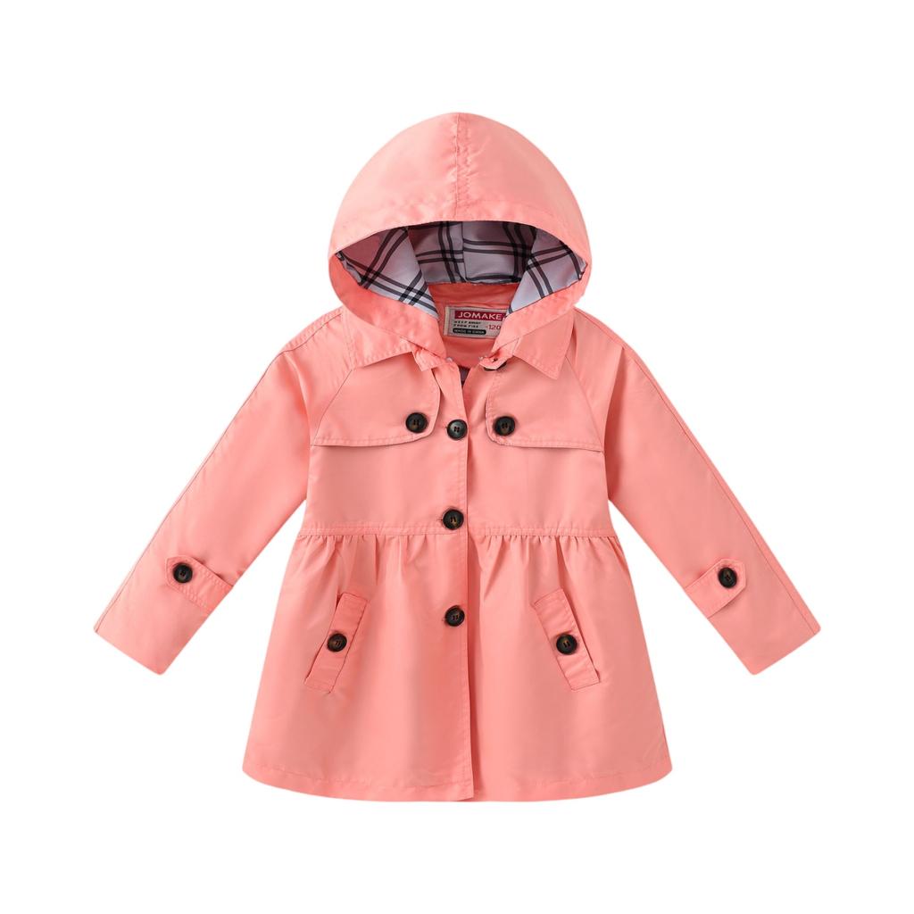 Mädchen Trenchcoat mit abnehmbarer Kapuze - Einfarbiger Mantel mit Gürtel