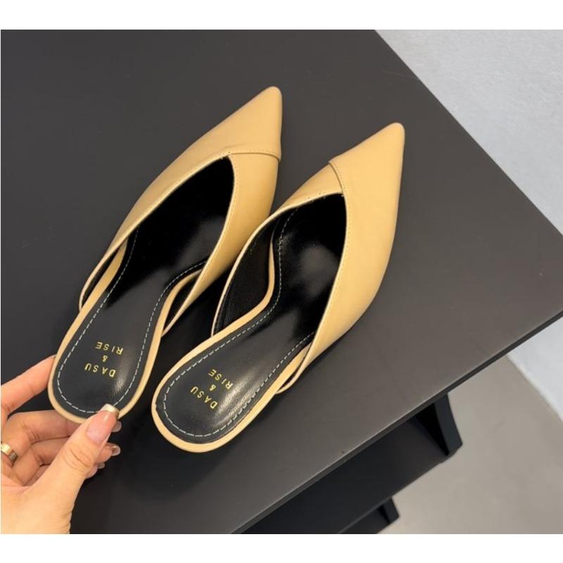 Pantofole a Punta Donna Tacchi Alti Nuove Scarpe Estive Moda Lusso Tacco Quadrato Ciabatte Mocassini Slip Zoccoli Scarpe da Festa Donna Nere