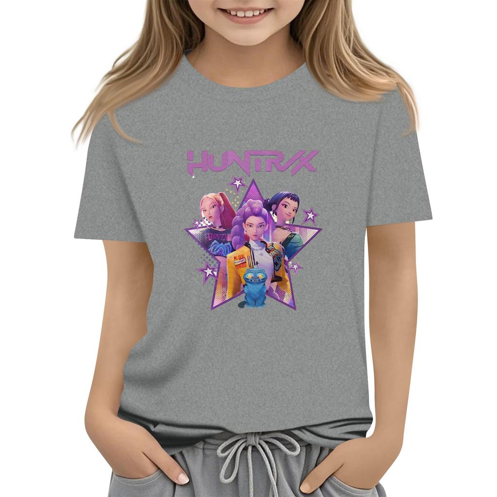 Boys Girls Round Neck Casual Printed Short-sleeved T-shirt Top