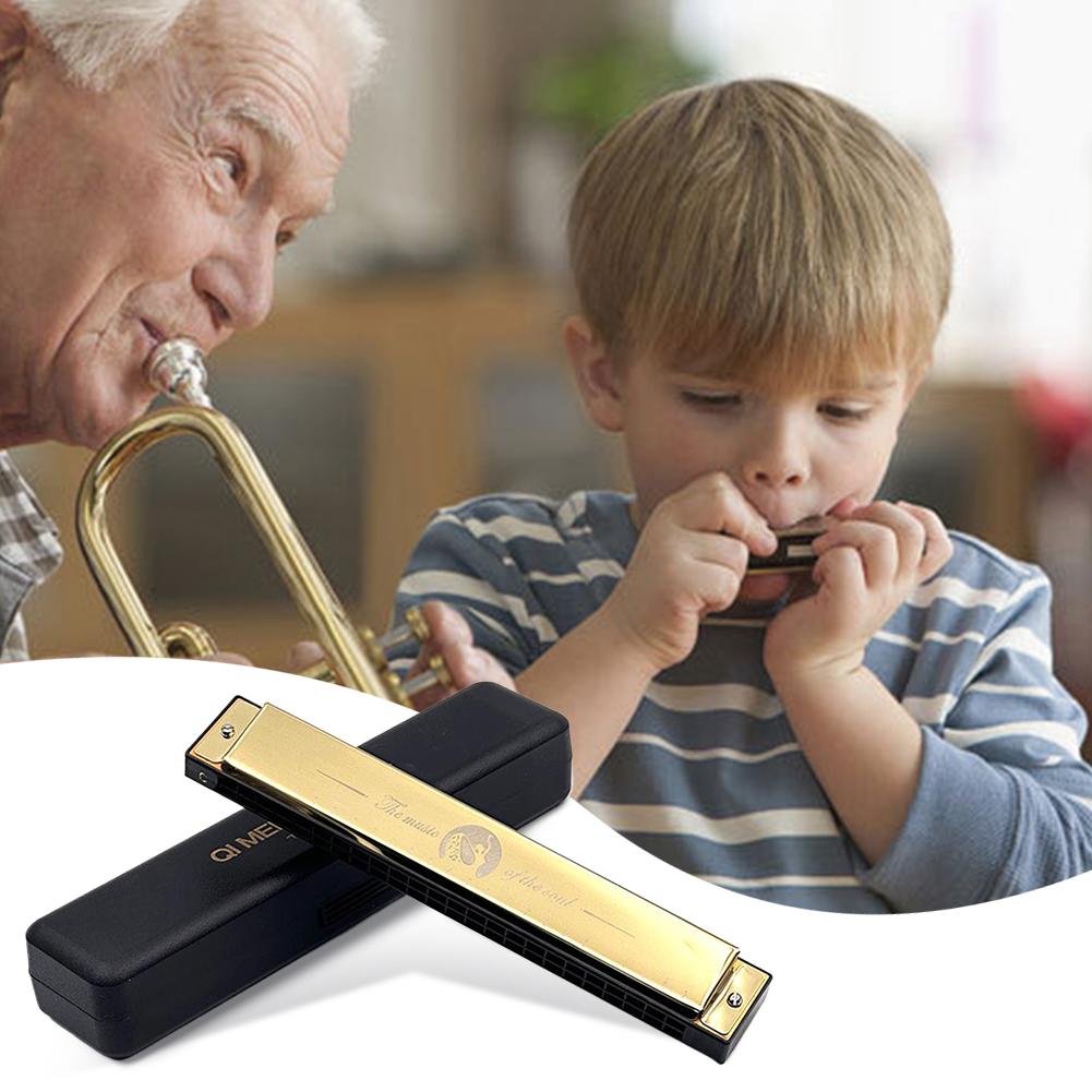 24 Holes Portable Harmonica Professional Compact Mouth Organ Standard Harmonica Musical Instrument  for Students Beginners