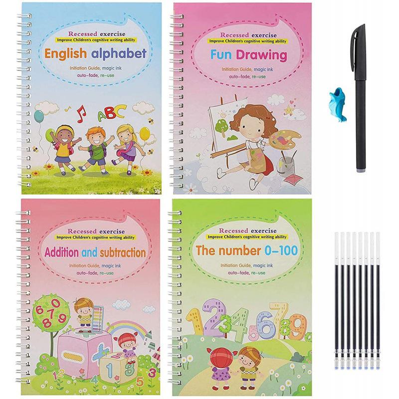 Global English Calligraphy Practice Set: Preschool Pen Control & Magic Writing Stickers for Kids