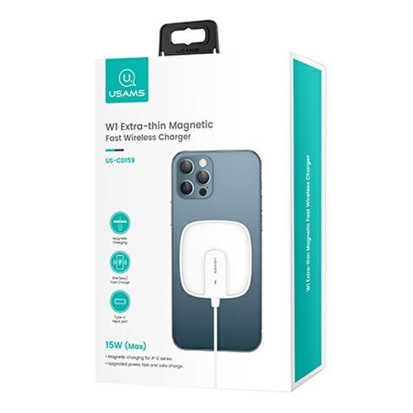 USAMS Land. Inductive Us-Cd159 Magneticw1 15W Extra-Thin Iphone 12 Series White/White Cd159Dz02