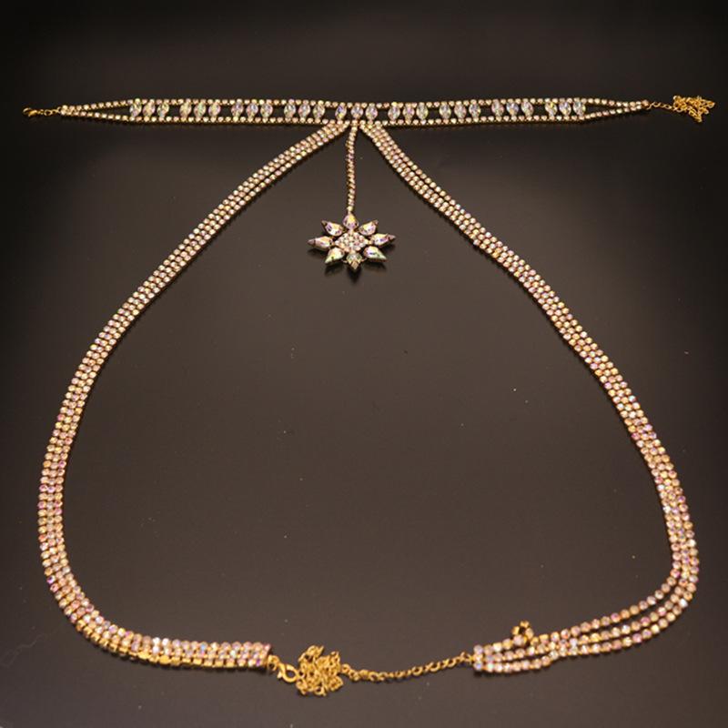

Ab Mixed Color Rhinestone Sexy Body Chain Bra European And American Luxury Fringed Bikini Body Necklace Jewelry Women S Clothing