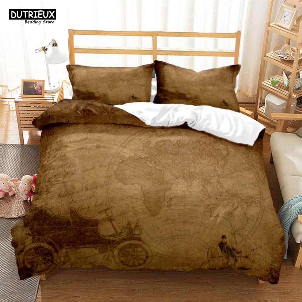 Comforter Vintage Style Navigation Mapprinted Bedding Soft And Comfortable Customizable Comforter Bedding Sets