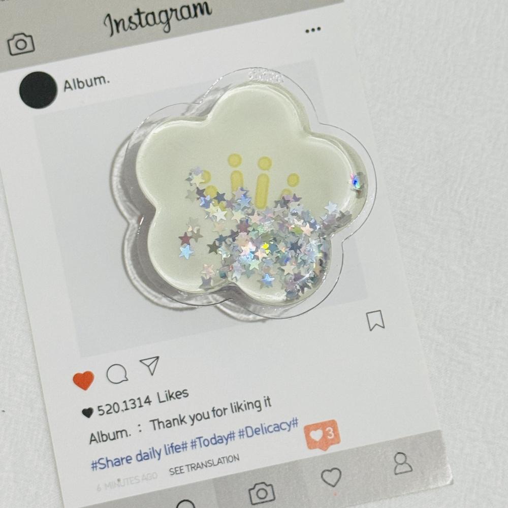 Korea Cute Glitter Flower Phone Griptok Grip Tok Stand Holder For iPhone Universal Accessories Finger Tips Bracket
