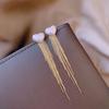 Colorful love pearl gold silk chain fringed earrings women's personality earrings temperament earrings