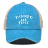 "Tanned and Tipsy" Print Mesh Cap Unisex Casual Cotton Snapback Hats For Woman Washed Retro Adjustable Baseball Cap