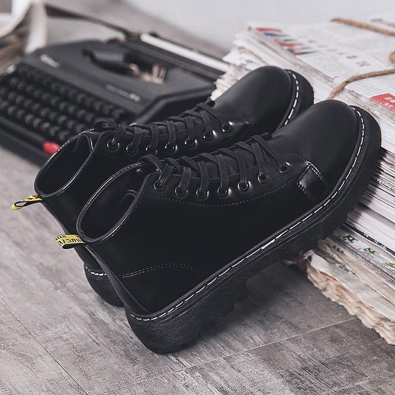 Martin Boots Men's Autumn Breathable Mid-help British Style Boots Men's Trendy Short Boots Versatile High-top Tooling Leather Shoes Men's Boots