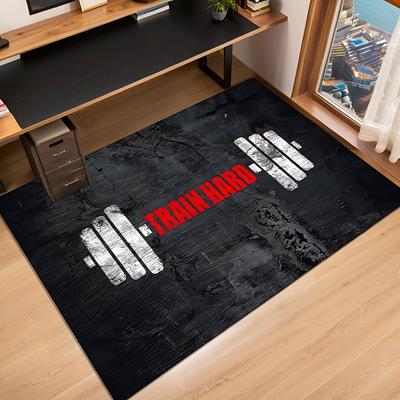 Tappeto Area Manubri Allenamento Intenso Stampa Fitness Palestra Tappetino Antiscivolo per Palestra di Casa Soggiorno Sala Allenamento Tappeto Decorazione Sportiva